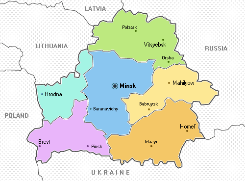 weisrussland regionen karte